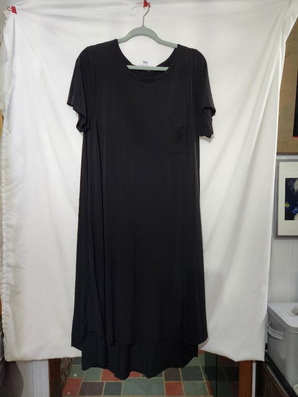 LuLaRoe 2XL Black Maxi Dress Short Sleeve Stretch Casual Minimalist